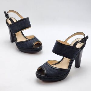 Coach Daria Denim Black Platform Sandals Size 7.5